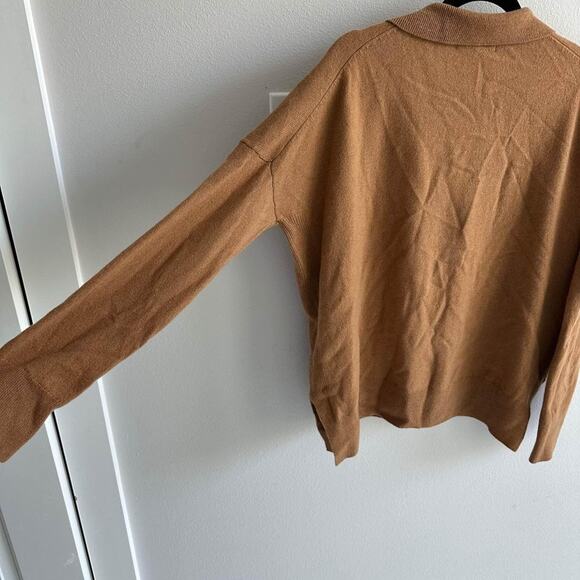 ALLSAINTS Ollar Cashmere Polo sweater camel color size medium - Picture 8 of 9